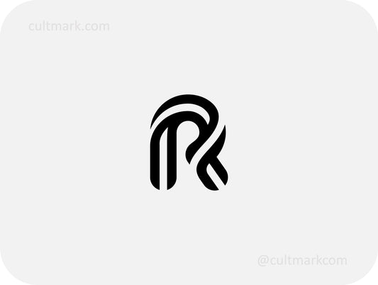 Cultmark professional R letter monogram, clean black and white geometric icon for corporate identity, luxury branding, and real estate.