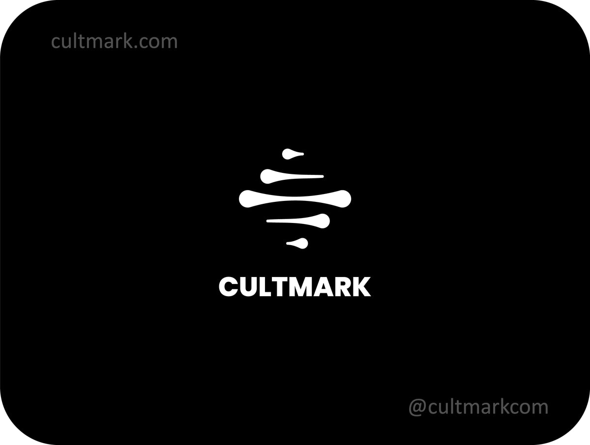 Minimalist abstract digital flow logo for tech and AI brands by Cultmark.