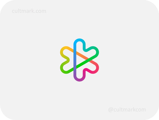 Cultmark vibrant heart flower logo, colorful interlaced hearts icon for community, social media, and creative branding.