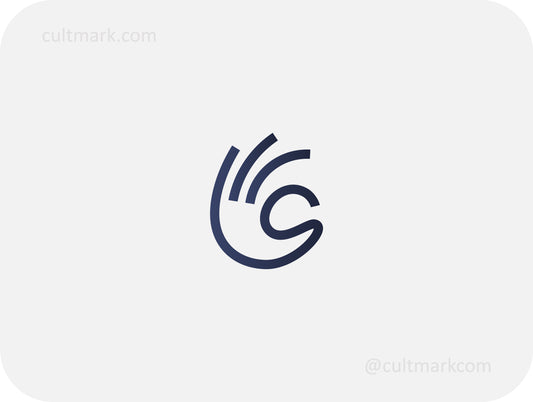 Cultmark minimalist OK hand gesture logo in dark blue line art style, modern symbol of success and approval for creative business.