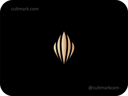 Cultmark premium golden flower bud logo design in luxury style, minimalist floral emblem for jewelry or beauty brand on black background.