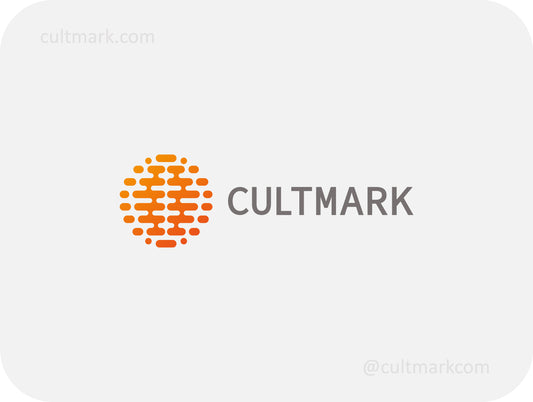 Cultmark AI Brain Planet logo, digital network globe and neural brain symbol for artificial intelligence, tech startup, or data analytics business identity.